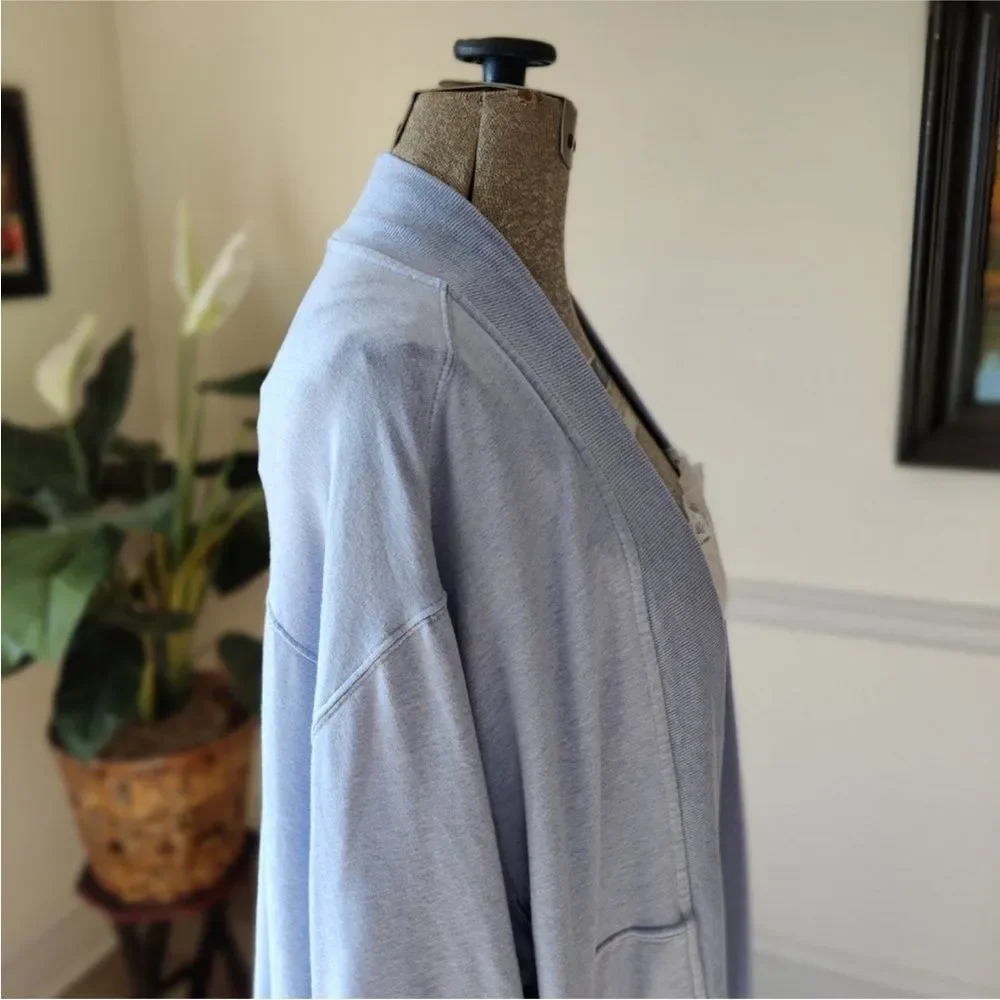 Athleta Lotus Wrap Blue Heather Open Front Cardigan with Pockets Size XXS/XS